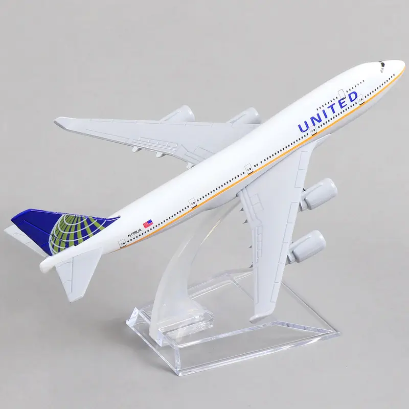 Boeing 747 Air United 1/400 Diecast Metal Airplane Model with Stand, Airlines Model Plane Alloy Display Collectible Model Kit for Aviation Enthusiast Gift 6