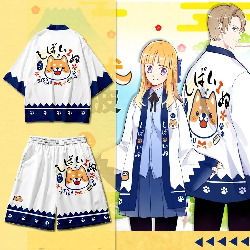 Trang Phục Biểu Diễn, Akita Shiba Inu, Áo Choàng Phong Cách Mới Văn Học, Kimono Haori, In Kỹ Thuật Số, Quần Áo Mặc Nhà, Chống Nắng, Dáng Rộng, Dành Cho Nam Và Nữ