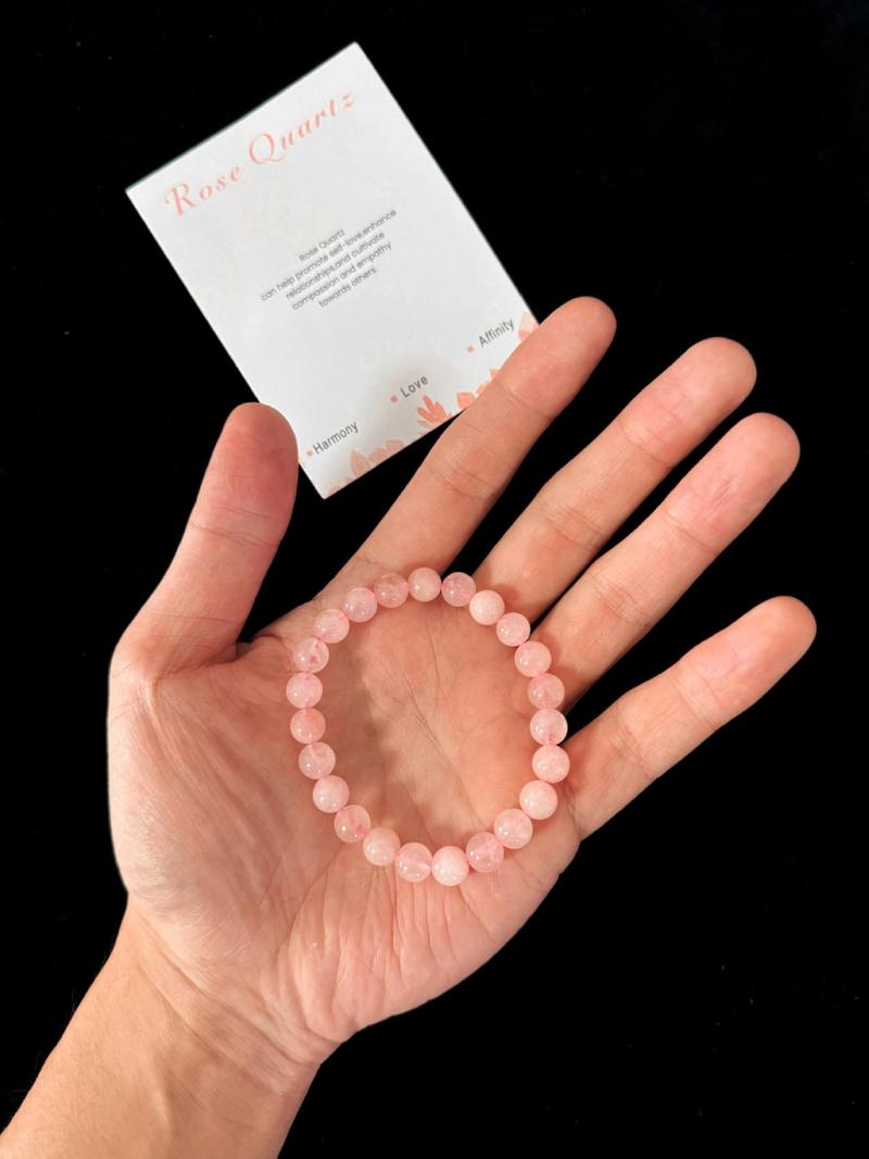 Product Introduction of Pink Crystal Beaded Bracelet, Simple Elastic Bracelet for Women & Men, Fashion Accessories for Daily Wear, Trendy All-match & Exquisite Jewelry for Birthday Gift 3