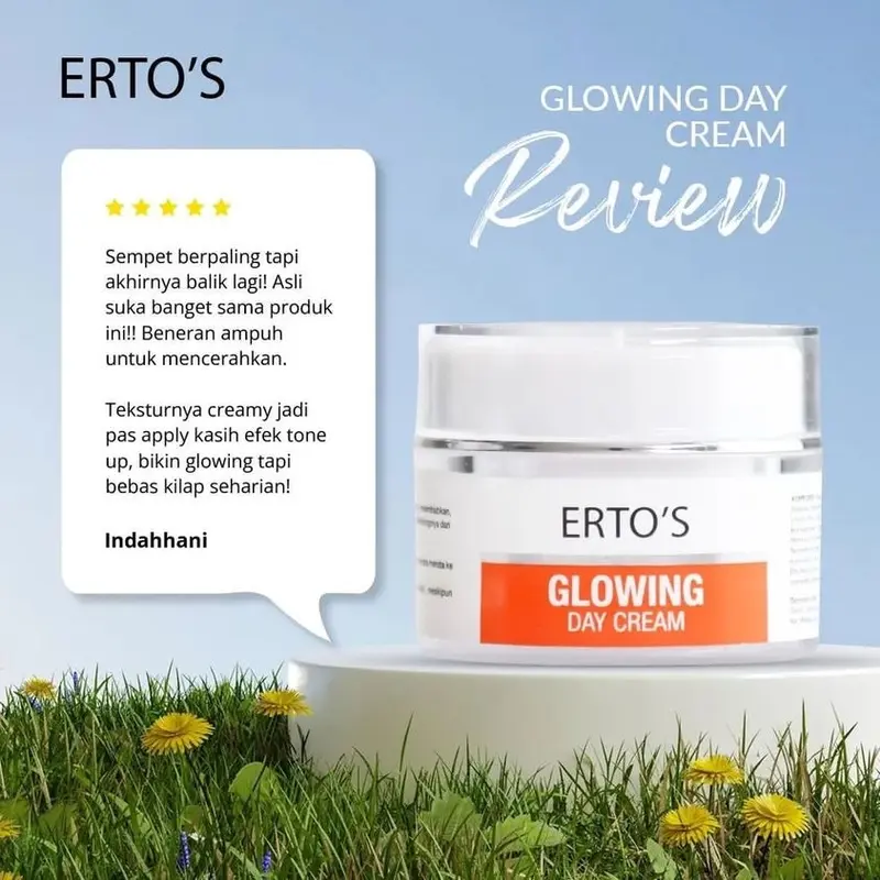 Ertos Glowing Day Cream Semua Jenis Kulit Hitam Mencerahkan Perawatan Wajah 3
