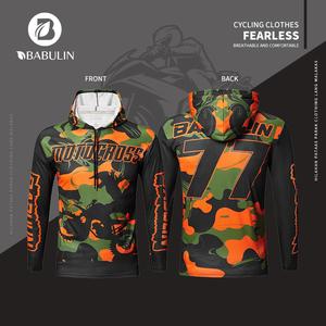 BABULIN Men's Long Motorcycle Jersey Motorcycl Cycling Jersey Long Sleeve UV Protection Shirt