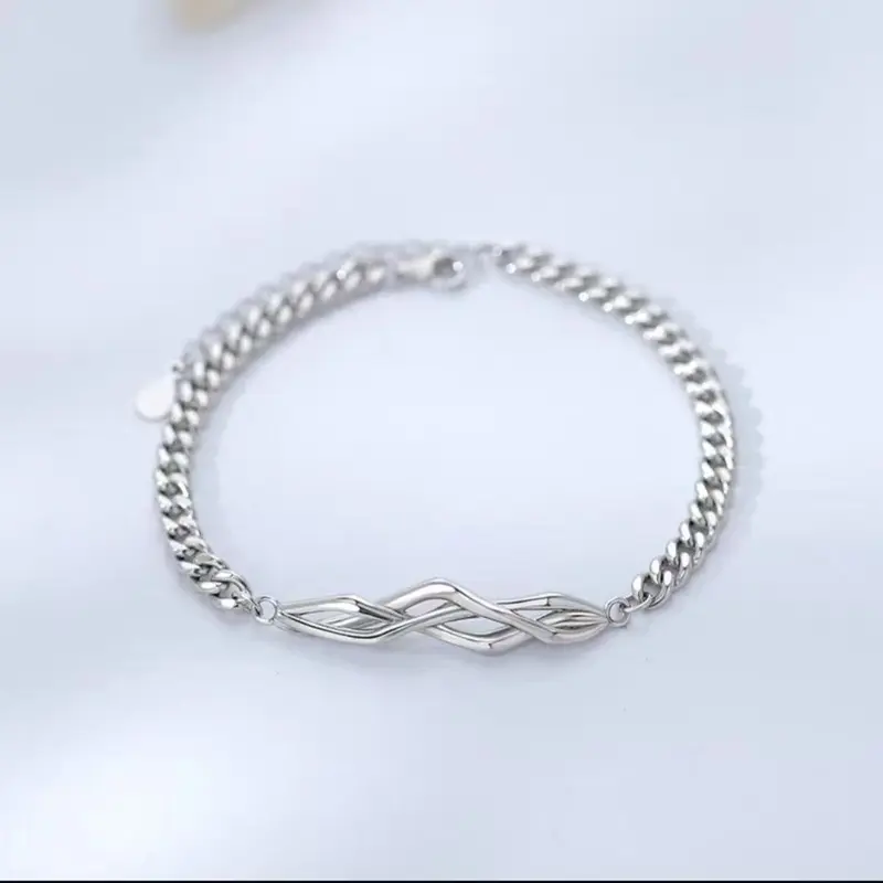 Vòng Tay Cặp Đôi, Thiết Kế Hoa Tulip, Dành Cho Nam Và Nữ, Một Cặp, Bạc S925, Thời Trang, Đính Cườm Màu Xanh, Thiết Kế Độc Đáo Quà Tặng Ngày Lễ Tình Nhân 5
