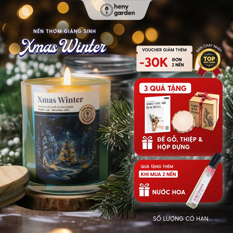 Nến Thơm Giáng Sinh Quà Tặng Noel Hương Xmas Winter Hoa Nhẹ Nhàng HENY GARDEN Phiên Bản Giới Hạn