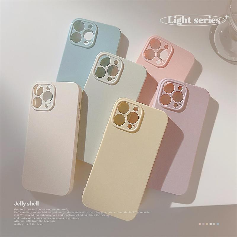 Product Introduction of Macaro Color Dopamine Simple Solid Color TPU Soft Phone Case Compatible for IPhone 11 12 13 14 15 16 Pro Max Shockproof Camera Protector Back Cover Protection Protective 27