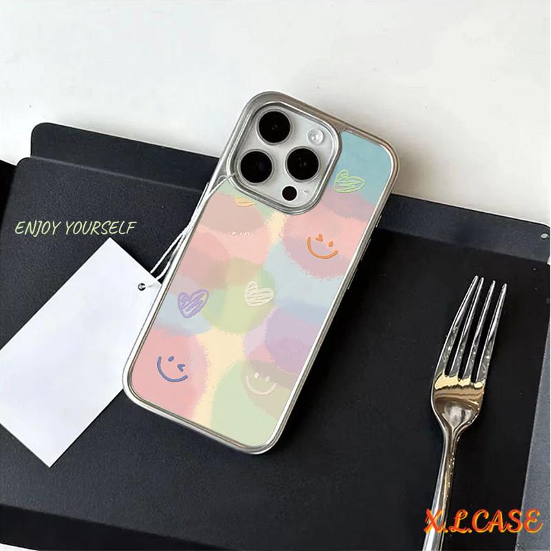 Casing Lembut Pelapis Transparan Wajah Tersenyum Berwarna-warni Kompatibel Untuk iPhone XR 13 15 11 7Plus 11 13 15 12 14 Pro Max 7 X 8 Plus SE 2020 XS MAX Penutup Anti Guncangan 1