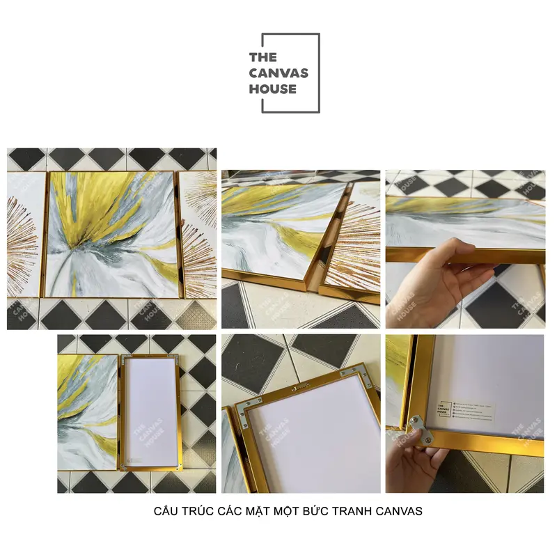 Tranh in Canvas Khóm Hoa Vàng (Hình thật tại xưởng - Đã có khung, móc, đinh treo) - The Canvas House Treo Tường 4