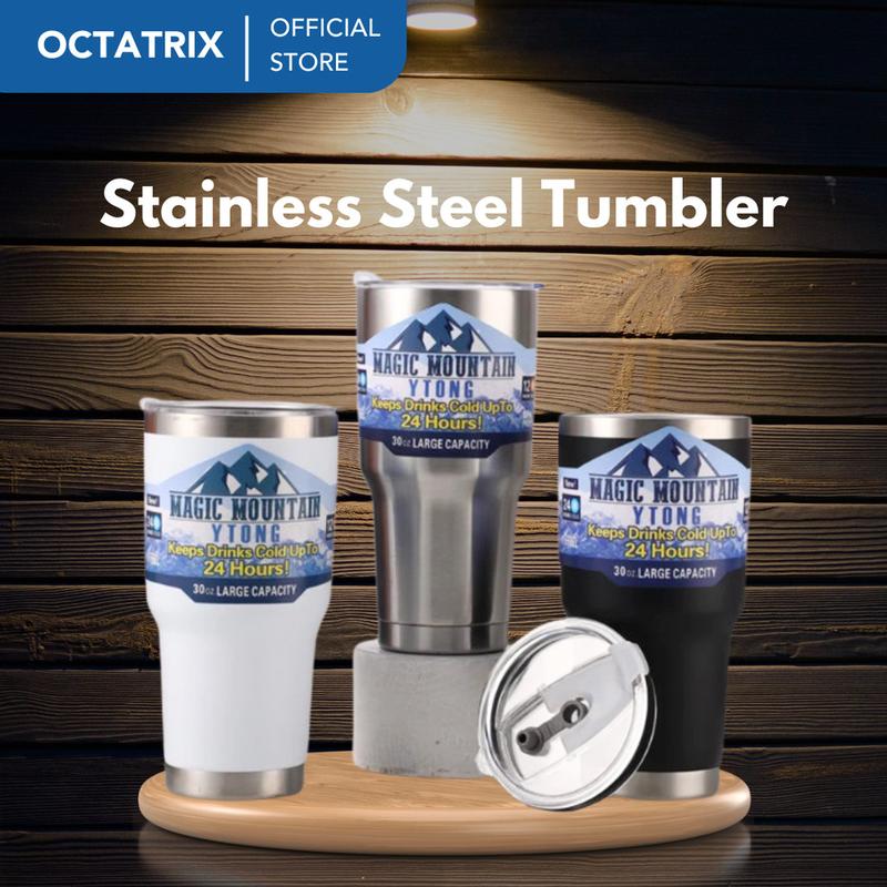 Tumbler Stainless Tahan Panas Dingin 1 liter Aesthetic DIY Free Sedotan Sticker Pembersih Mount 0