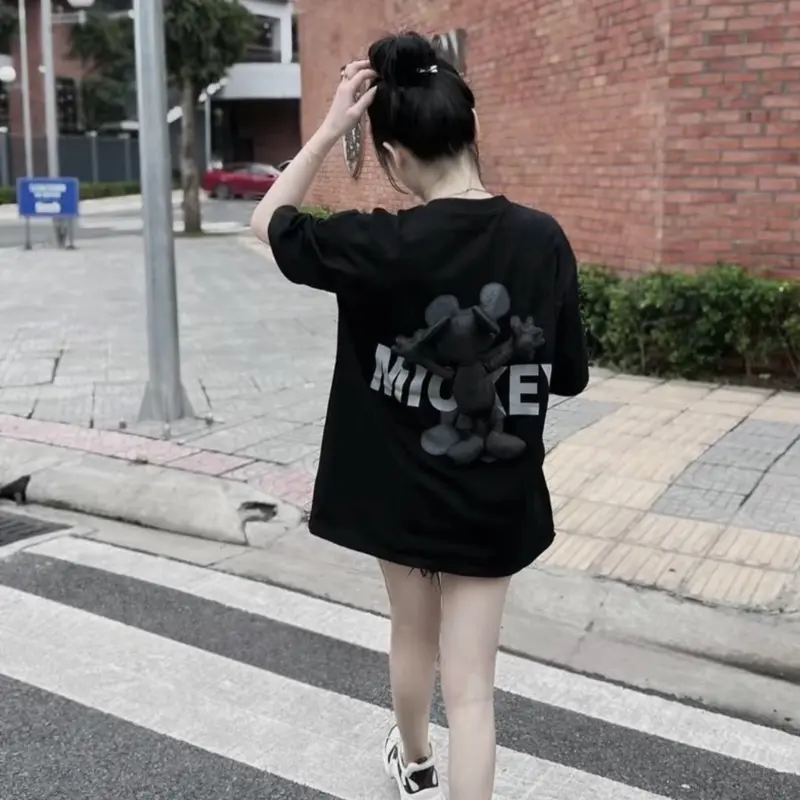 [LUCY STORE HN] A27 Áo phông gấu đen mickey in phồng xịn xò chất cotton mềm co giãn 2 chiều