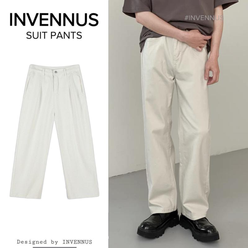 Quần kaki ống rộng INVENNUS basic, chất liệu mềm mại form suông rộng