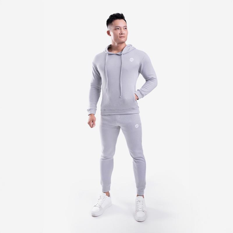 Bộ Quần jogger - Áo hoodie vải nỉ cotton tổ ong THE MAX G09195