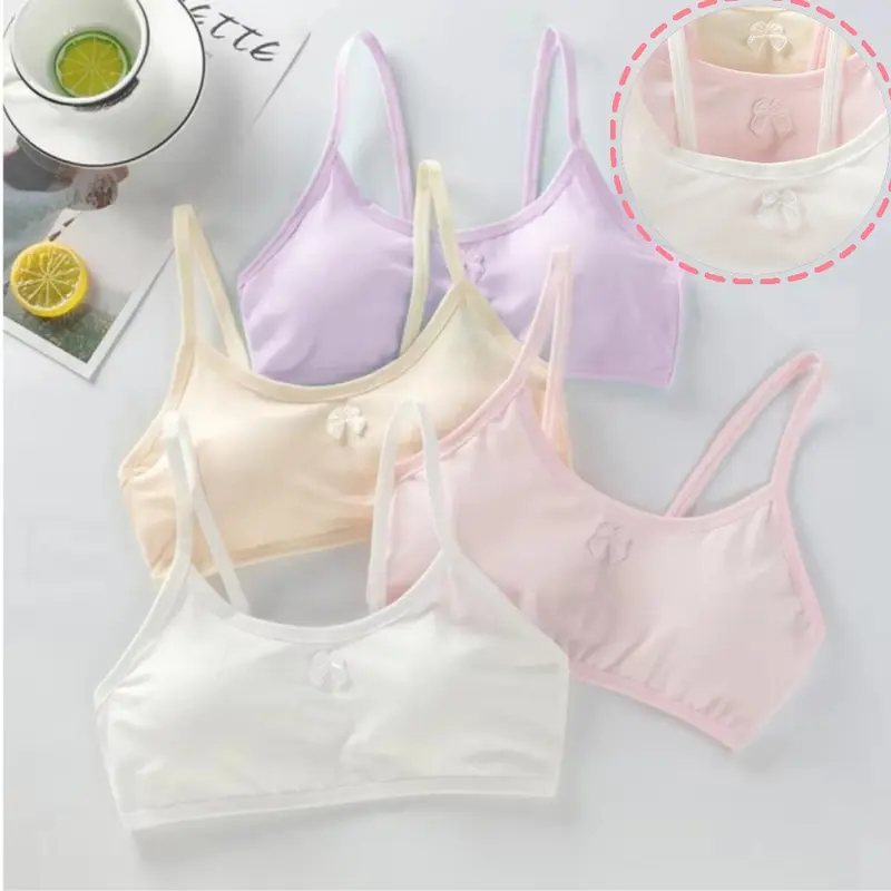 Áo Vest Bông, Cho Bé Gái Tuổi Teen, Áo Ngực Trong Thời Kỳ Phát Triển, Thoải Mái Và Thoáng Khí, Thích Hợp Cho Thể Thao, Thân Thiện Với Làn Da, Đồ Lót 0