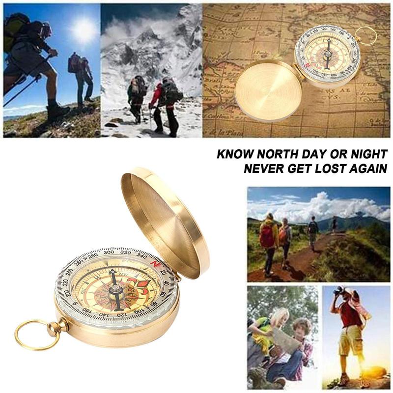Camping Hiking Pocket Brass Golden Compass Portable Compass Outdoor Navigation Good Goods 4