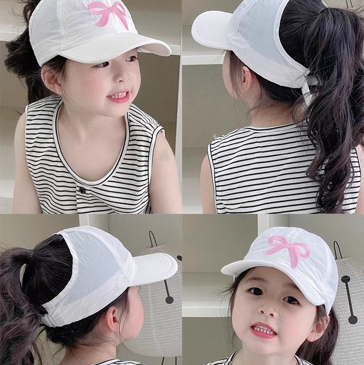 Mũ lưỡi trai cho bé, Mũ nón nửa đầu THÊU NƠ xinh chất thoáng mát phù hợp cho bé MLT Hat