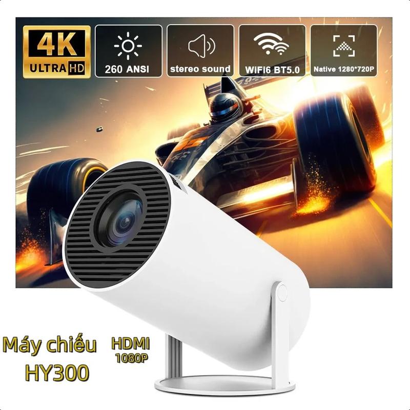 【Việt Nam Máy chiếu HY300 4K Android 11 WiFi6 Double 260Si Allwinner H713 BT5.0 1080P 1280*720p rạp chiếu phim ngoài trời gia
