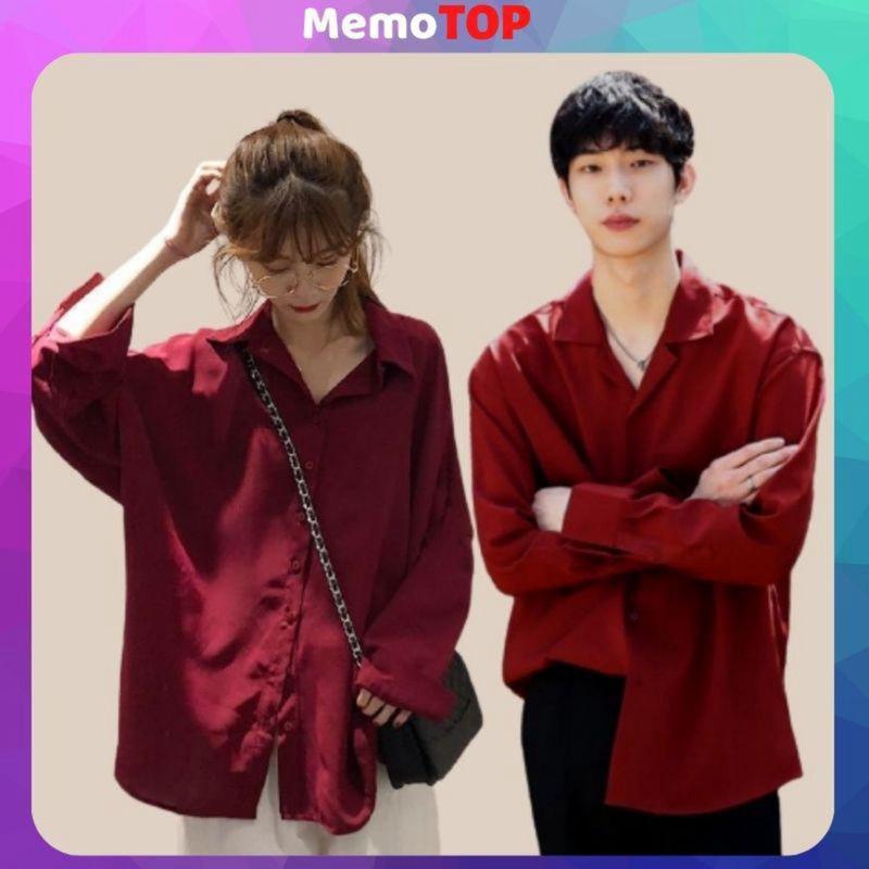 Áo sơ mi unisex form rộng cặp đôi nam nữ đỏ giáng sinh MM01 MEMOTOP Menswear xxl thường