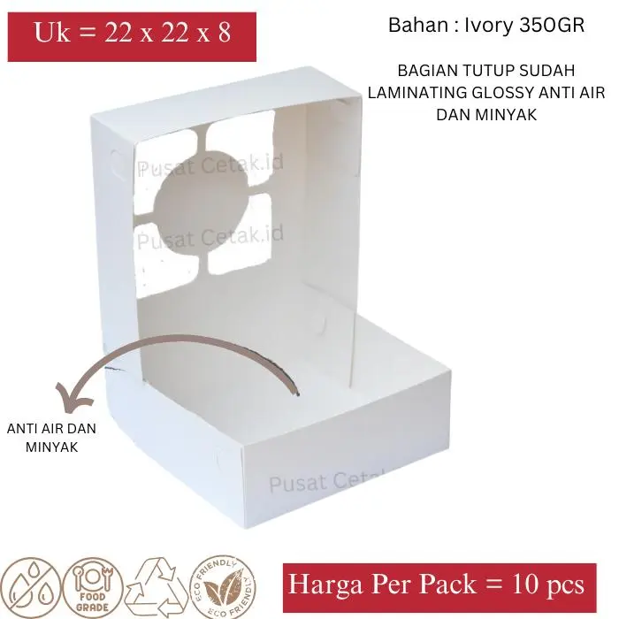 Dus Roti Display DUS KUE 22 X 22 X 8 UTK DUS ROTI, BOX DONAT FULL LAMINATING - Shop ...