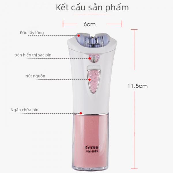 Kemei KM-1999 Máy tẩy lông dùng pin, có thể rửa được, tiện lợi mang theo, máy cạo tẩy lông điện dành cho phụ nữ 3