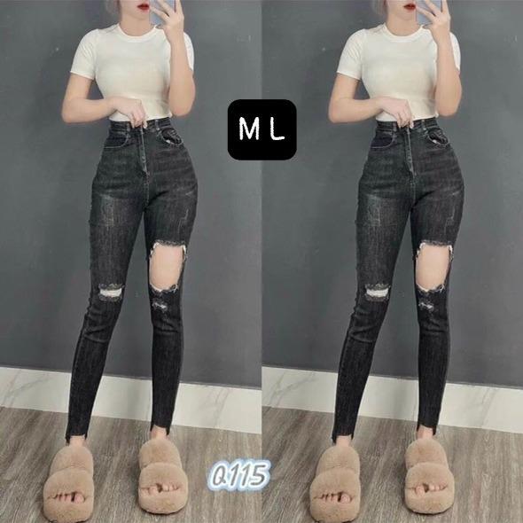 Quần Jean Nữ Co Giãn Lưng Cao Skinny, Quần Bò Nữ Dáng Ôm Nhiều Màu 3