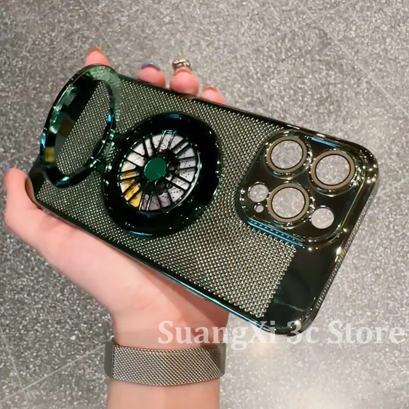 Ốp Cứng PC, Giá Đỡ Nam Châm Xoay Xoắn Ốc Thủ Công, Có Lỗ Thông Hơi Làm Mát, Tương Thích Với iPhone 11, 12, 13, 14, 15, 16, Pro Max, 14 / 15 / 16PLUS, Bảo Vệ Camera, Bao Gồm Tất Cả, Ốp Lưng Chống Sốc 7