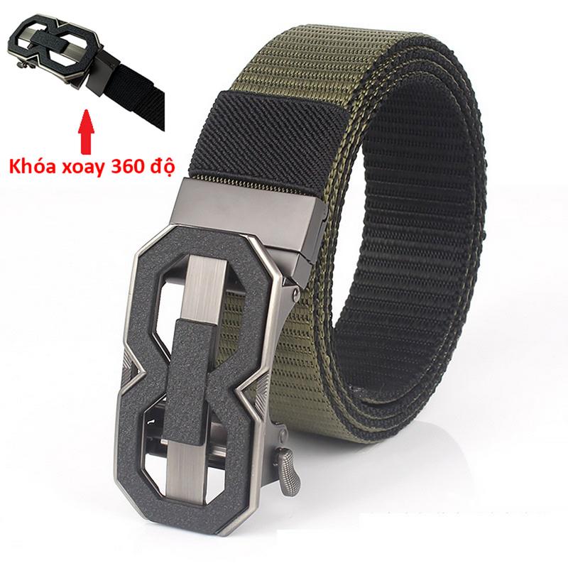  Thắt lưng vải 2 mặt thắt lưng xoay tròn dây nịt nam xoay chất lượng tiện lợi 