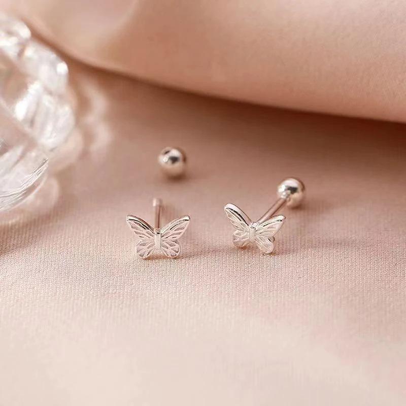 Bông Tai Hình Bướm, Thiết Kế Đơn Giản, Dành Cho Phụ Nữ, Bông Tai Sụn Răng Xương Tai, Bông Tai Đinh tán Xoắn Ốc Thời Trang, Phụ Kiện Trang Sức Dự Tiệc, Bộ 2 Chiếc / Cặp, Tuyệt Vời Làm Quà Tặng 3