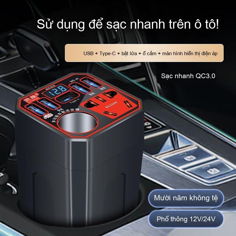  Biến tần ô tô 12V   24V đến 220V Bộ chuyển đổi DC công suất cao với đầu ra AC kép và sạc nhanh USB-C PD Biến tần nguồn Thông Dụng cho ô tô xe tải và SUV bộ  chuyển  đổi  12v  sang  220v  ô  tô 