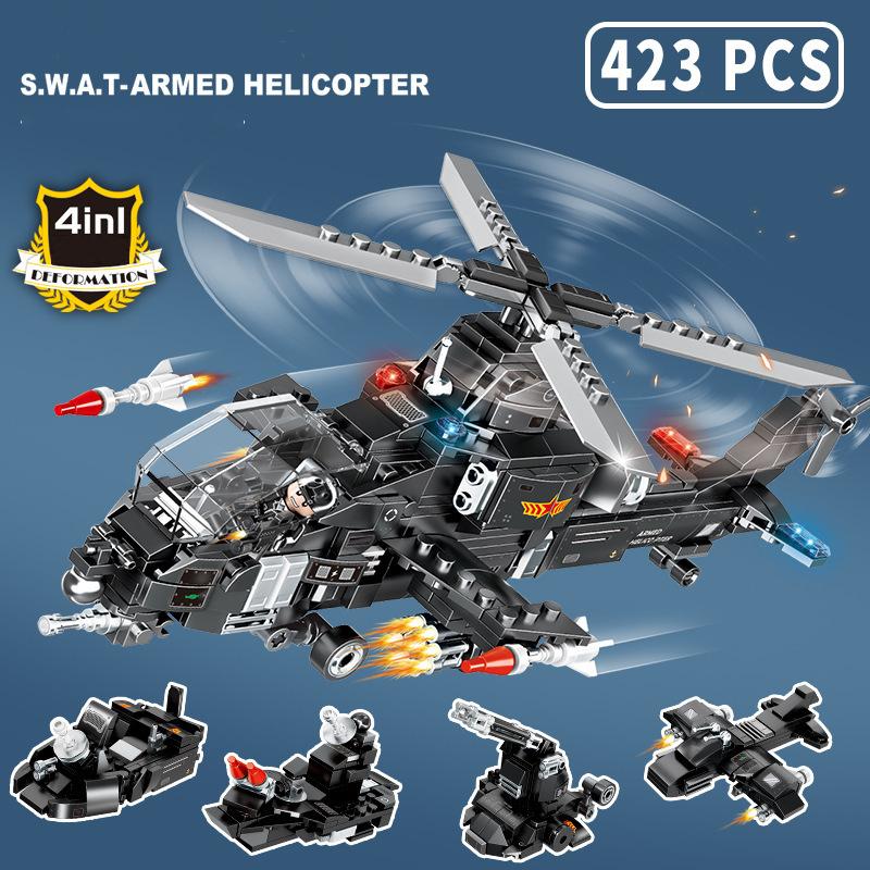 423 PCS - Bộ Đồ Chơi Lắp Ghép Mô Hình Máy Bay Trực Thăng Chiến Đấu, Mô Hình Máy Bay Tiêm Kích Ném Bom, Đồ Chơi Máy Bay Phản Lực