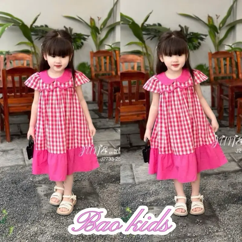 Váy kẻ tiểu thư 2 màu hồng