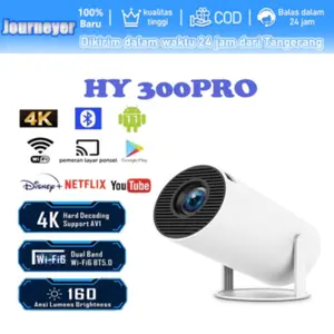 Hy300 Proyektor Mini Portable HD Smart Projector Android 11 HDMI 4K 1080P 180 Lumens Outdoor TV Proyektor WiFi Bluetooth 200 ANSI - HY300 - White
