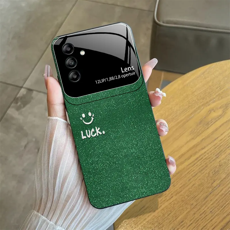 Casing cocok untuk Galaxy A55 5g,Casing ponsel kaca bermotif senyum-THYN-885 4