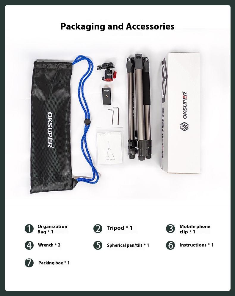 Product Introduction of SL OKSUPER camera tripod photography SLR tripod outdoor portable aluminum alloy hydraulic damping gimbal bracket 25