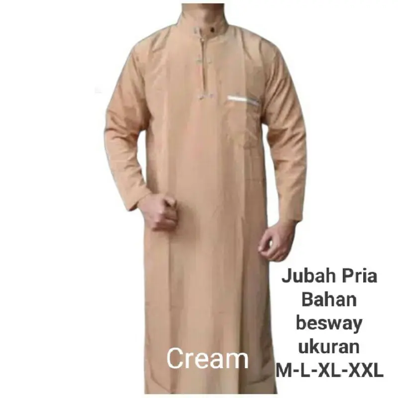 Gamis Pria Dewasa  Jubah Gamis Pakistan Crem/Milo Muslim Panjang