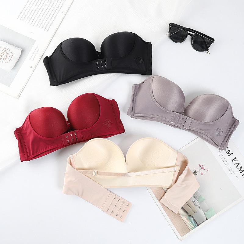 Strapless Non-slip Invisible Bra Women's No-wire Front Buckl - TikTok ...