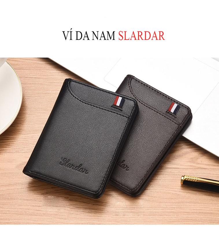 Ví da nam dáng đứng mini siêu mỏng kiểu dáng trẻ trung Slardar Wallet Hình Chữ Nhật Chữ Nhật