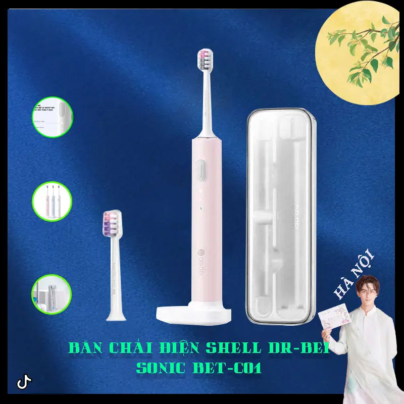 Bàn chải điện Shell DR-BEI Sonic BET-C01 nhỏ gọn tiện lợi mang theo đi du lịch bàn chải đánh răng bàn  chải đỏ hồng sạc không dây bàn chải điện  magic b 22 0