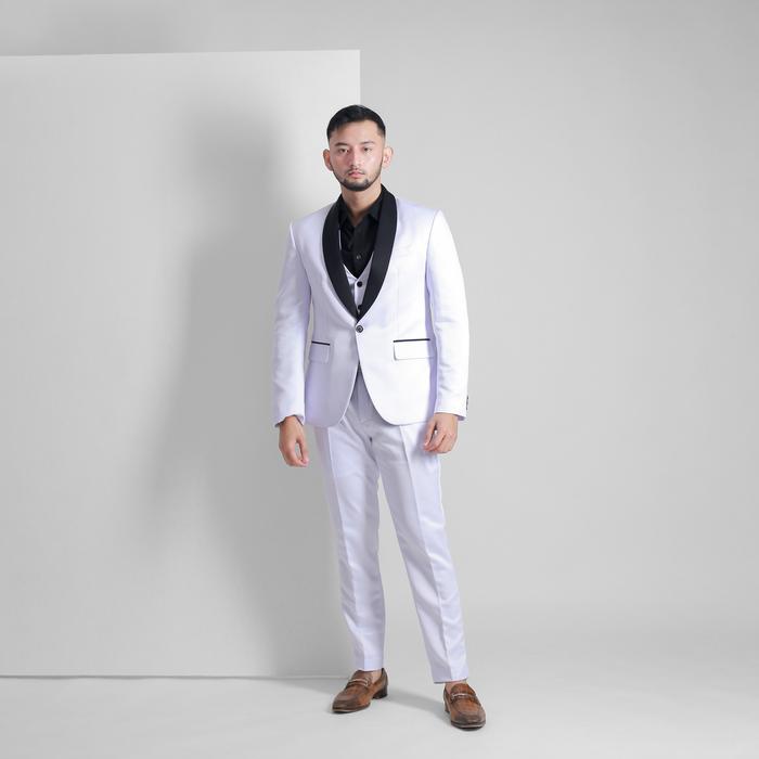 Gambar Setelan Jas Celana & Rompi Pria - Slim Fit - Tuxedo Putih- Peaky Premium Series - Goldy - JAS, S dari Goldy Studio Kab. Bantul Tokopedia