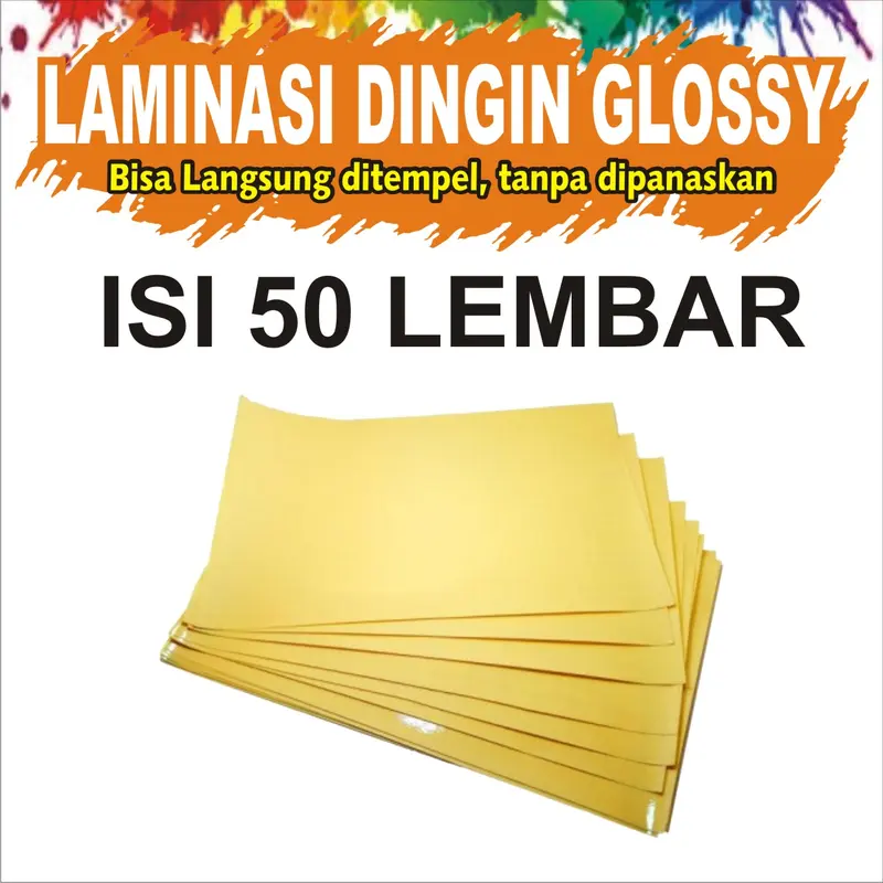 Plastik Laminasi Dingin A4 isi 50 lembar - Motif Glossy, ( Sticker Bening Transparant Pelapis Kertas Foto Glossy Photo Paper 4
