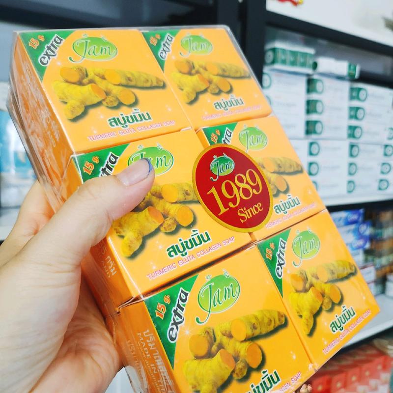 (Khuyến Mãi) Xà Phòng Nghệ JAM TURMERIC GLUTA COLLAGEN SOAP GIỚI THIỆU - Xuất xứ : Thái Lan - Trọng lượng : 65gram/ cục