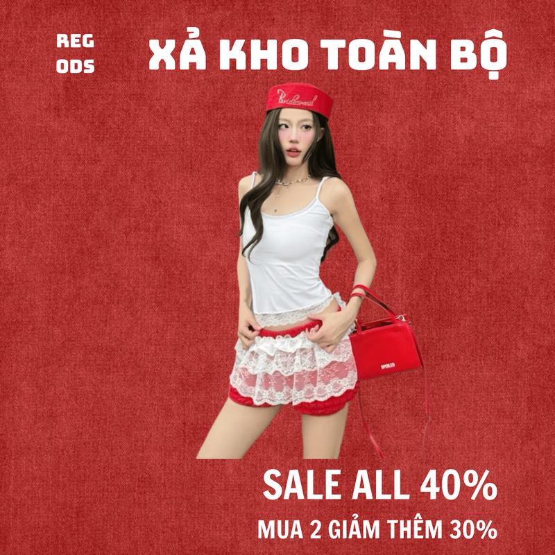 [ XẢ KHO TOÀN BỘ ] Áo hai dây phối ren Lily vải thun cotton 4C co giãn ôm body Slim-fit Top - Lily Top Regods
