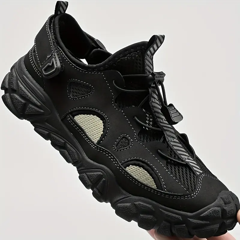 GloriaGl251 Men'S Black Casual Hiking Shoes - Breathable Fabric Upper, Round Toe, Hook & Loop Closure, Comfortable Walking Shoes for Summer, Casual Footwear | Stylish Hiking Shoes | Durable Footwear 1