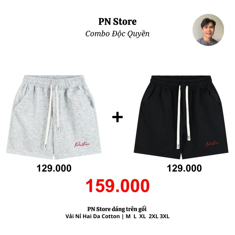 [PN store x Thành Đơn Giản] Combo 2 quần short nỉ nam dáng trên gối  chất liệu nỉ 2 da co giãn tốt, lên form chuẩn, không bai xù menswear