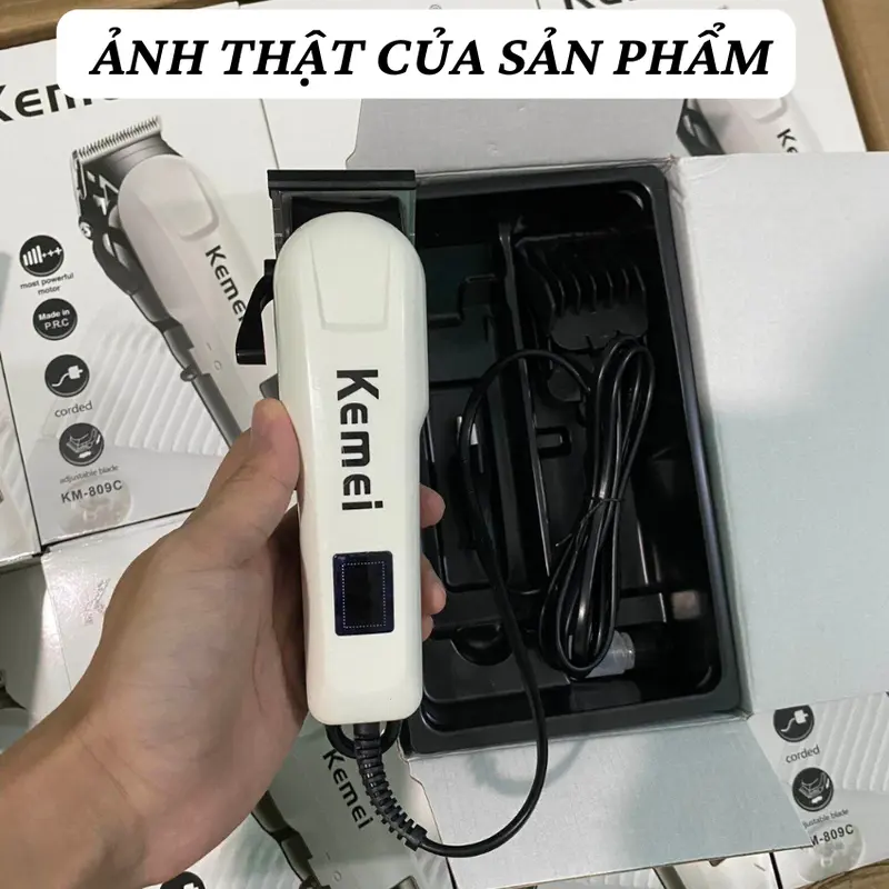 Tông Đơ Cắt Tóc Có Dây Kemei Km 809C, Máy Hớt Tóc Gia Đình, Trẻ Em, Chuyên Nghiệp Bảo Hành 5 Năm Cạo Râu Nữ 8