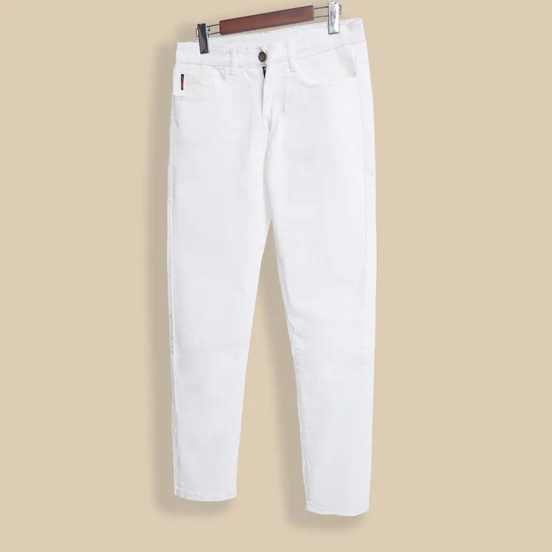 Quần Jean Nam Dài Thời Trang Vải Co Dãn Màu Trắng Trơn Dáng Ôm Vừa Menswear Pants Có Túi 2