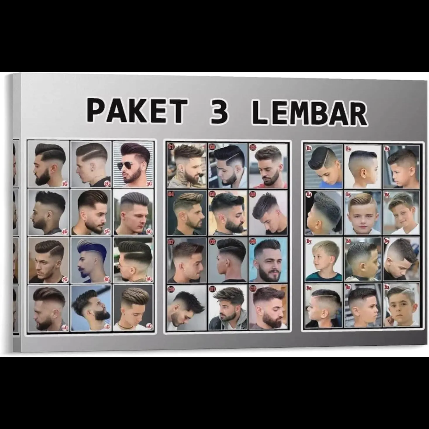 Barber Shop Wall Decor  Mens Hairstyle Canvas Poster  Salon Haircut Art  Framed Wall Art for Bedroom   inch
