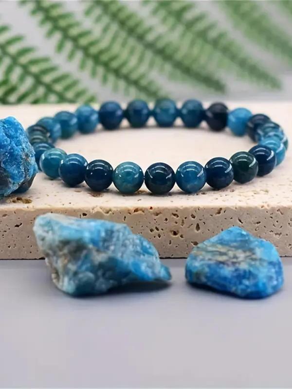 Boho Style Beaded Blue Bracelet, Natural Stone Beaded Bracelet, Fashion Jewelry Accessories for Women & Men, Trendy All-match & Exquisite Jewelry for Birthday Gift 5
