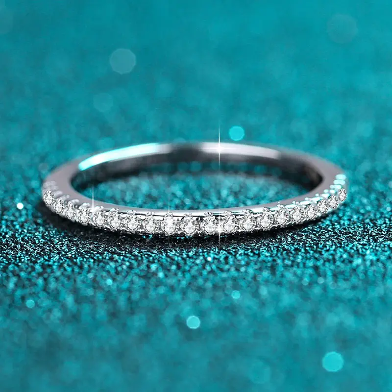 【T1】925 Sterling Silver Cubic Zirconia Eternity Ring 1