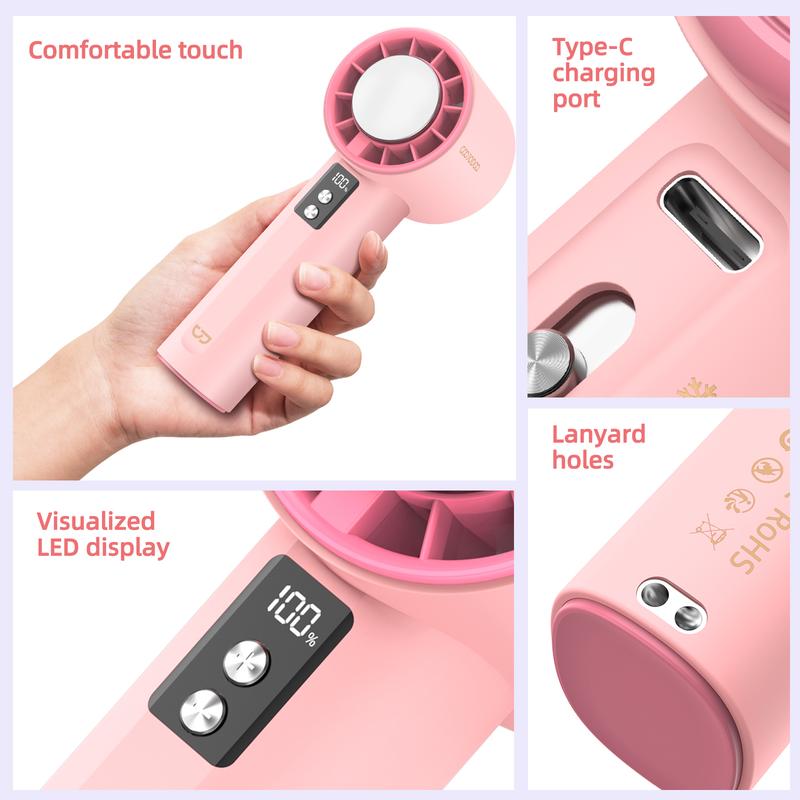 【GOOJODOQ*BO TRẦN 】Quạt sò lạnh-Sạc mini- ốp bảo vệ ngẫu nhiên GOOJODOQ 100 tốc độ gió có thể điều chỉnh màn hình kỹ thuật số cầm tay Làm lạnh và nén đá Phụ Kiện 9