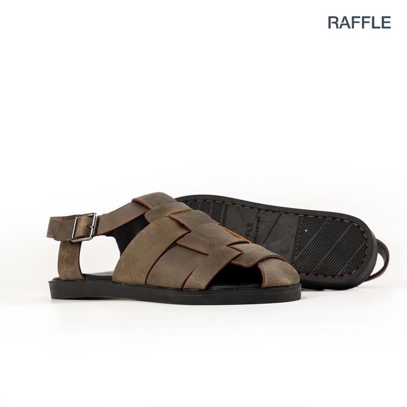 Dép Da Bò Nam Raffle Fisherman Sandal  - Grey Kiểu Dáng Thanh Lịch, Đế Đúc Cao Su Chống Trượt 3