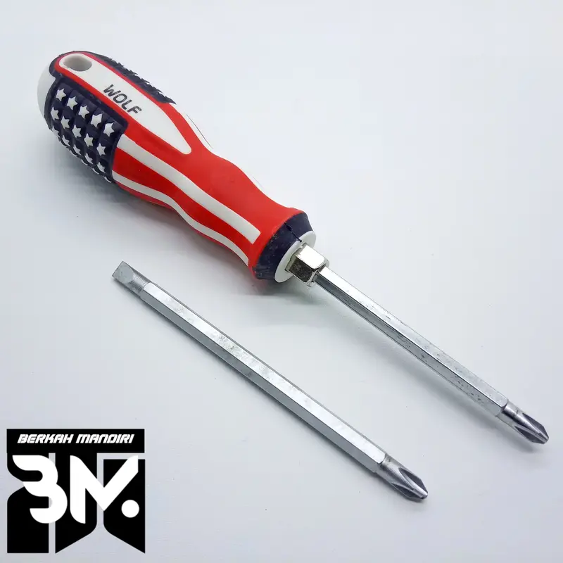 Obeng Bolak Balik Amerika Magnet Panjang 4"/10cm  Plus Minus 2 Way Screwdriver 2