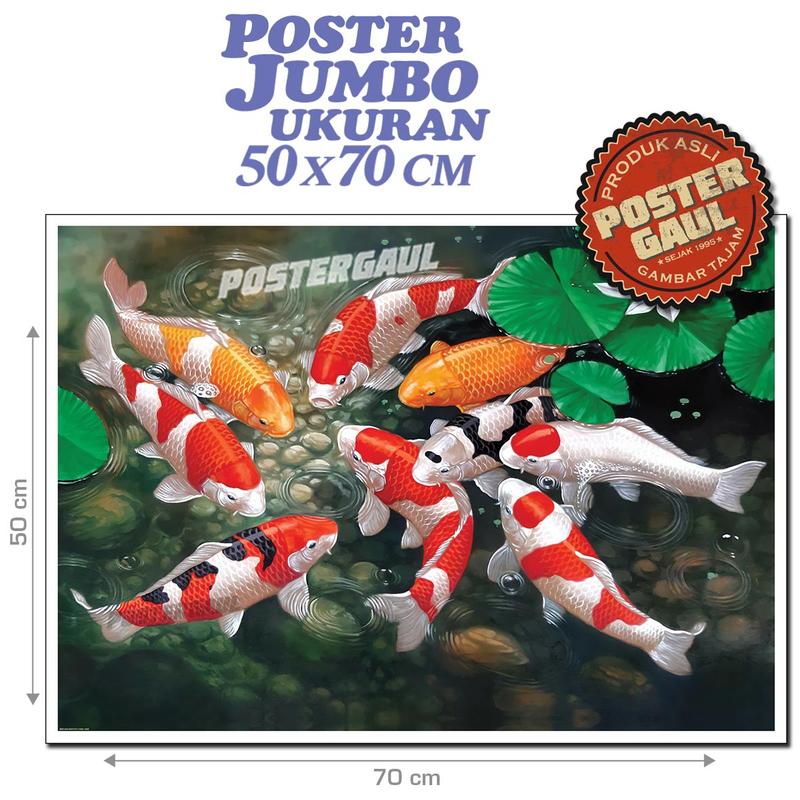 Poster Jumbo REPRODUKSI LUKISAN SATWA : IKAN KOI #MSC021 - ukuran 50 x 70 cm 1